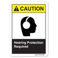 Signmission ANSI Sign, Hearing Protection Required, 5in X 3.5in Decal, 10PK, 3.5" H, 5" W, Landscape, PK10 OS-CS-D-35-L-19769-10PK